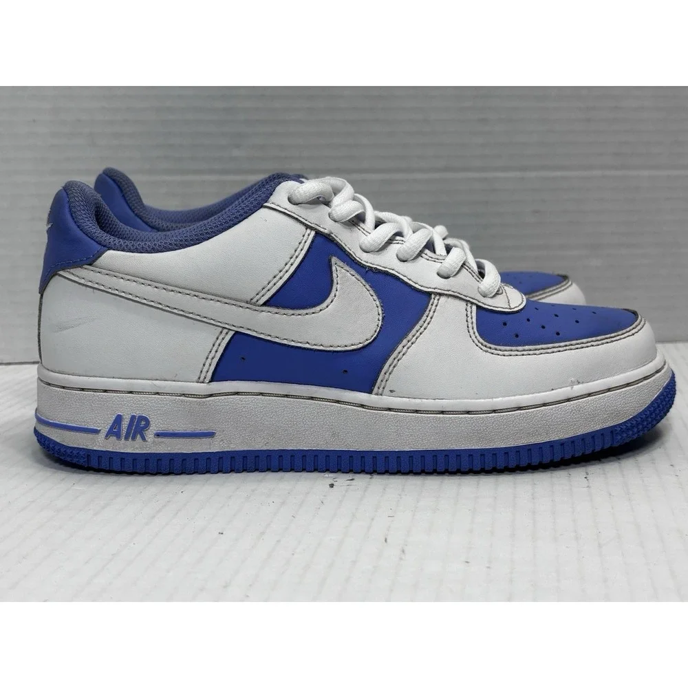 Nike‎ Air Force 1 Low White Game Royal GS Youth 5.5Y Blue Leather Sneakers